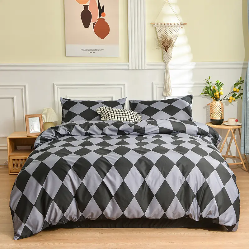 4Pcs Printed Bedding Sets, Geometric Stripes Duvet Cover Set, Home Dormitory Duvet Cover, Bed Sheets, Pillowcases