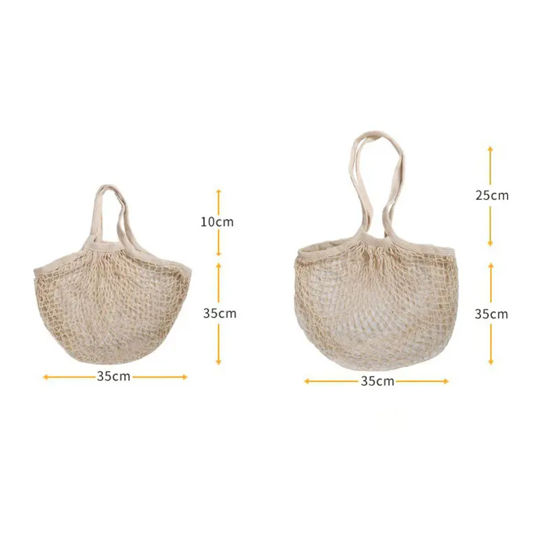 Cotton Portable Reusable Tote Bag Grocery Fruit Vegetable Mesh Bags Washable Supermarket Shopping Handbag Short Handle Net Tote