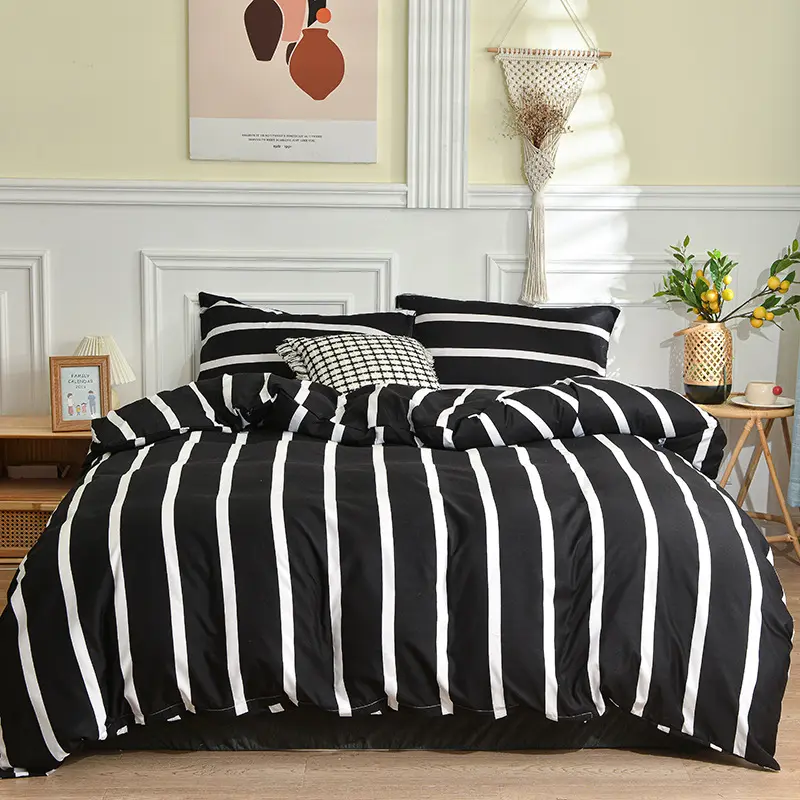 4Pcs Printed Bedding Sets, Geometric Stripes Duvet Cover Set, Home Dormitory Duvet Cover, Bed Sheets, Pillowcases