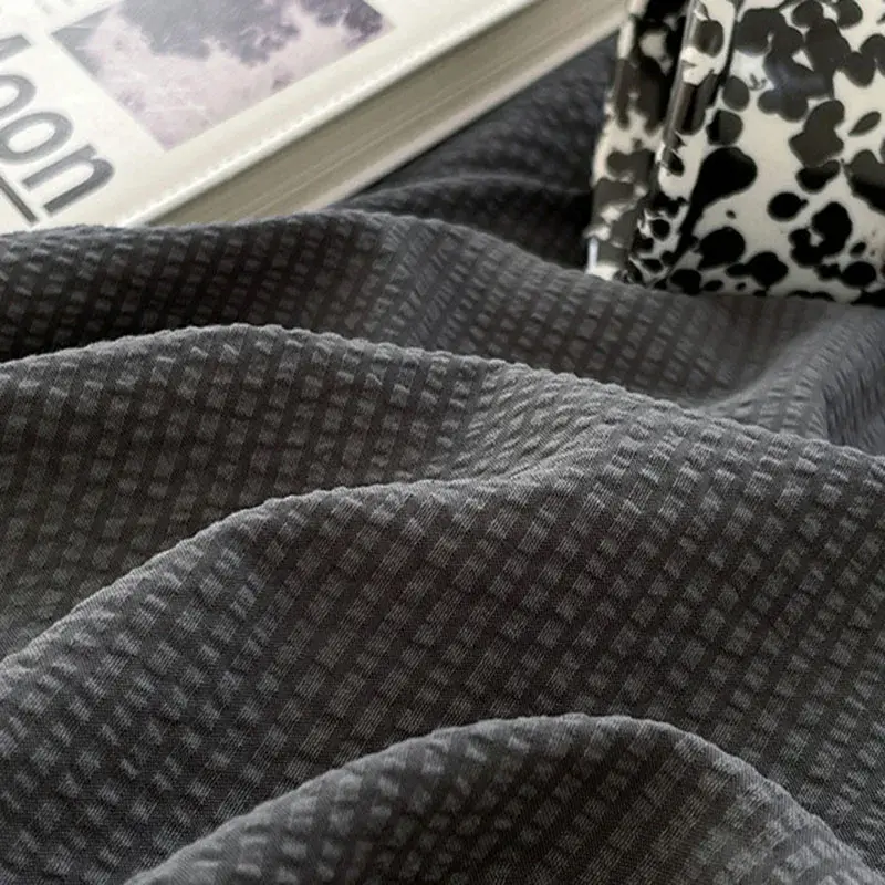 Solid Double-Sided Bubble Cotton Bed Four Piece Set Super Soft Naked Sleeping Duvet Cover Bed Sheet Single Double Bed Quilt Sets