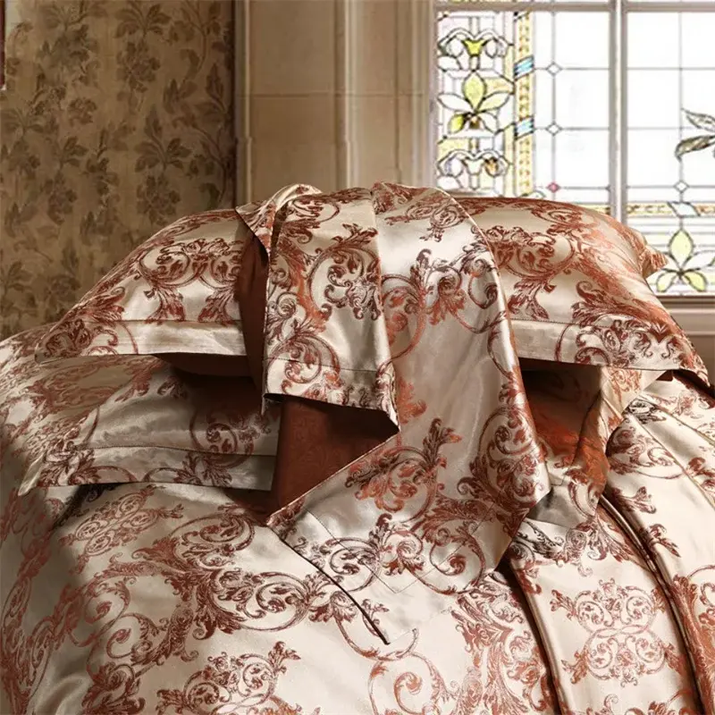 Europe and America Jacquard Luxury Bedding Set Satin Modern Luxury Bedding Sets High End rayon Wedding Duvet Cover Set Queen