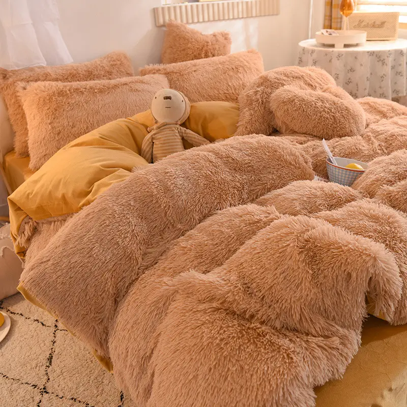 Warm Furry Duvet Cover Queen Soft Comfortable Long Plush Quilt Cover 220x240cm Warmth Blanket Comforers Covers Only Duvet Cover