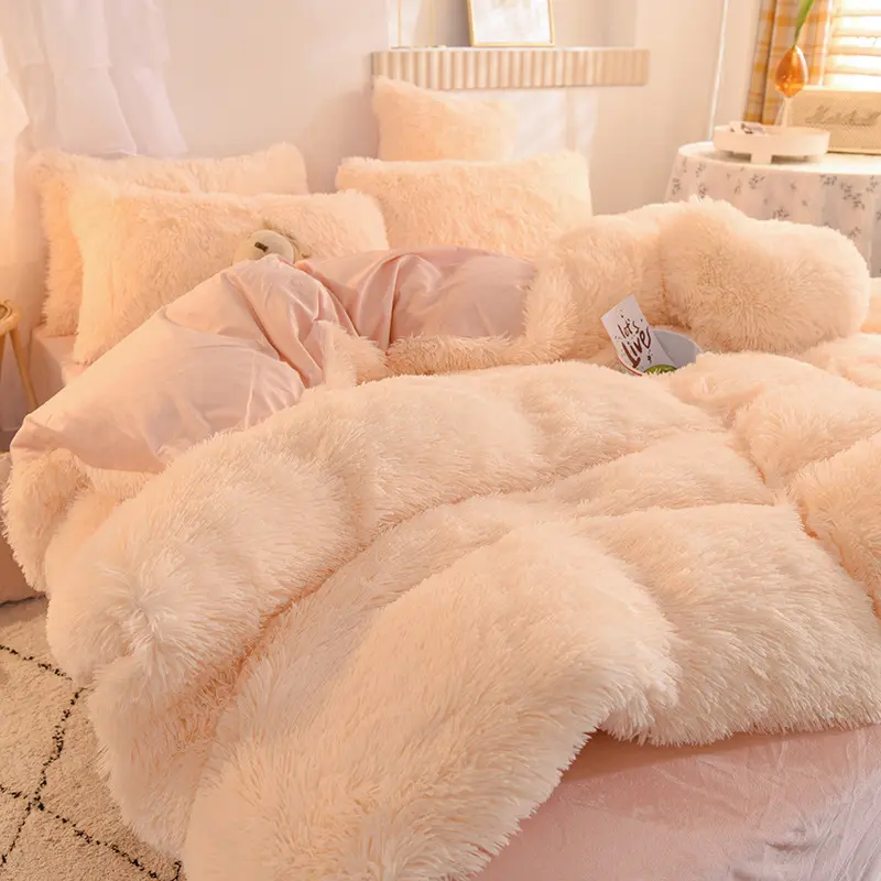 Warm Furry Duvet Cover Queen Soft Comfortable Long Plush Quilt Cover 220x240cm Warmth Blanket Comforers Covers Only Duvet Cover