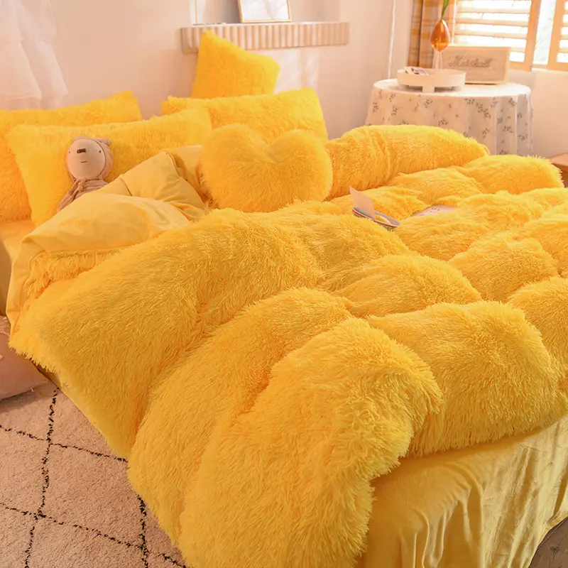 Warm Furry Duvet Cover Queen Soft Comfortable Long Plush Quilt Cover 220x240cm Warmth Blanket Comforers Covers Only Duvet Cover