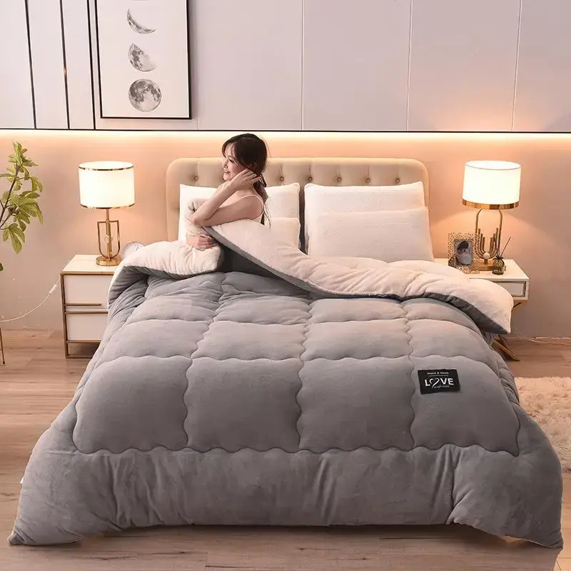 New Milk Cashmere Lamb Wool Winter Quilt Comforters Spring and Autumn Quilt 1Pc 150/180/200/220cm Soft and Warm