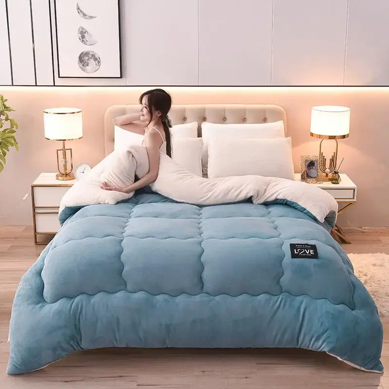 New Milk Cashmere Lamb Wool Winter Quilt Comforters Spring and Autumn Quilt 1Pc 150/180/200/220cm Soft and Warm