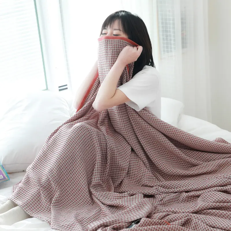 Summer Cool Sofa Blanket, Bamboo Fiber Yarn Dyed Towel Blanket, Single Double Office Nap Blanket