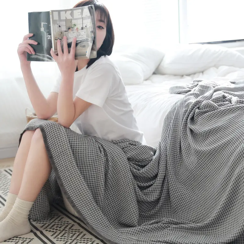 Summer Cool Sofa Blanket, Bamboo Fiber Yarn Dyed Towel Blanket, Single Double Office Nap Blanket