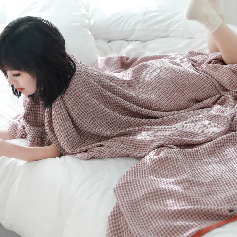 Summer Cool Sofa Blanket, Bamboo Fiber Yarn Dyed Towel Blanket, Single Double Office Nap Blanket