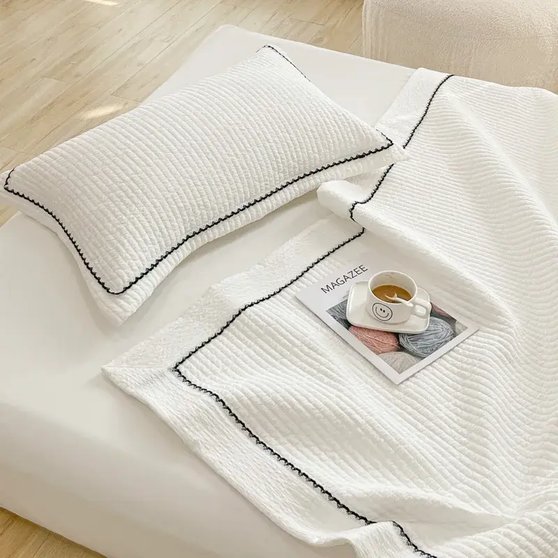 French Style Quilted Summer Comforter Set Elegance Princess Bubble Yarn Air Conditioning Quilt Set Skin-Friendly Blanket Summer
