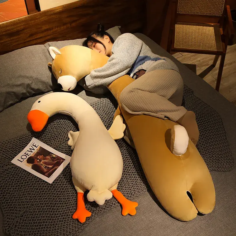 Soft Fluffy Lovely Throw Pillows for Girl  Cartoon Animal Side Sleeping Body Pillow Sleep Clamping Leg Pillow Birthday Present