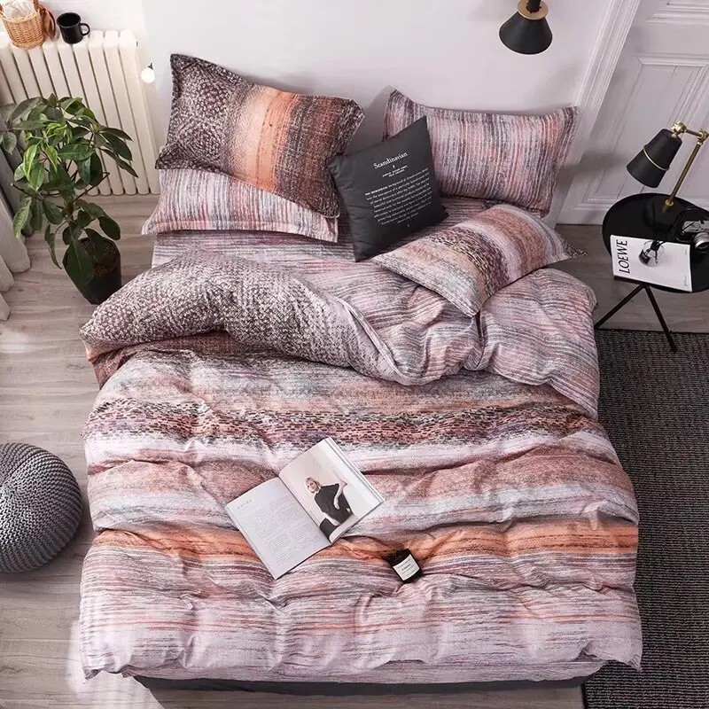 Fashion Pattern Printed Duvet Cover Sets Skin Friendly Cozy Quilt Cover and 2 Pillowcases Twin Full Queen King Size Bedding Set