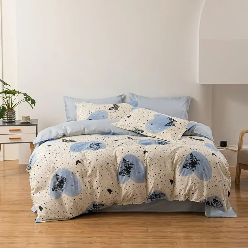 Fashion Pattern Printed Duvet Cover Sets Skin Friendly Cozy Quilt Cover and 2 Pillowcases Twin Full Queen King Size Bedding Set