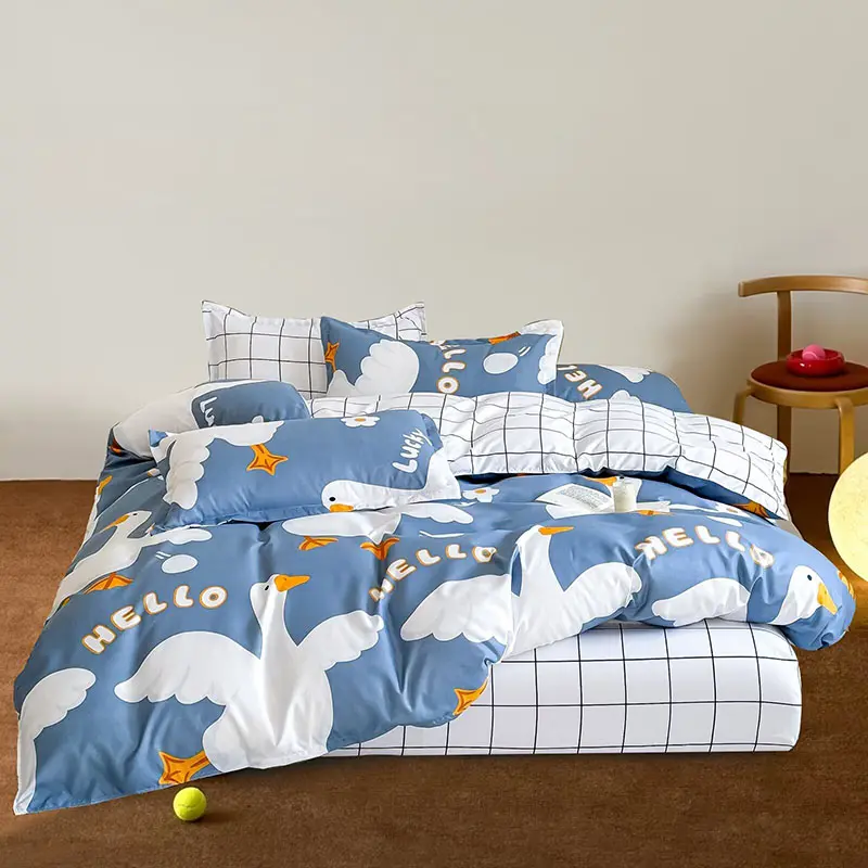 Fashion Pattern Printed Duvet Cover Sets Skin Friendly Cozy Quilt Cover and 2 Pillowcases Twin Full Queen King Size Bedding Set