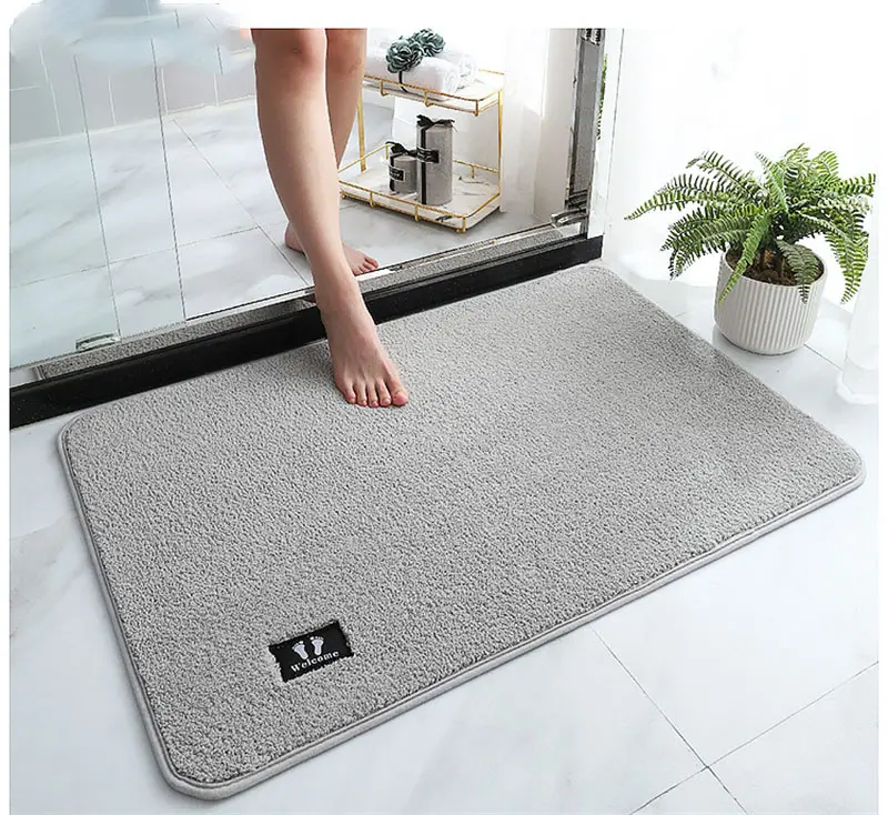 Super Non-slip Carpets Super Absorbent Bathroom Mat Solid Color and Ultra Soft for Bathroom Bedroom Quick Drying Washable Rugs