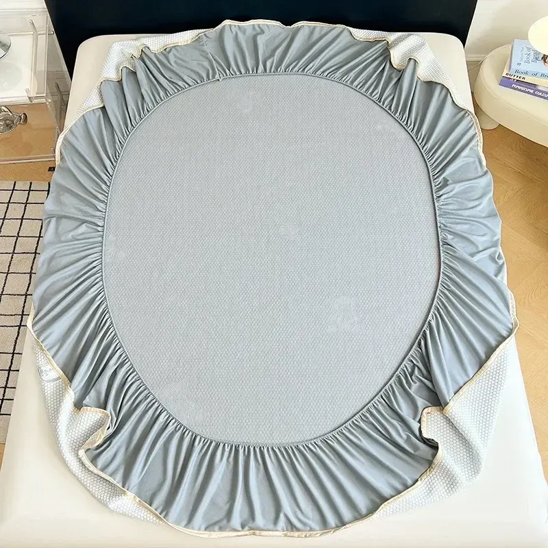 Summer Ice Bean Cooling Mat Fitted Sheet Little Bear Jacquard Breathable Bed Cover Wear-Resistant Air Conditioning Soft Pad