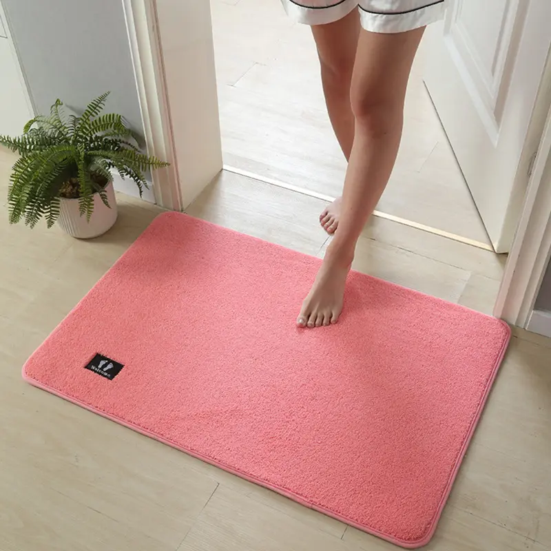 Super Non-slip Carpets Super Absorbent Bathroom Mat Solid Color and Ultra Soft for Bathroom Bedroom Quick Drying Washable Rugs