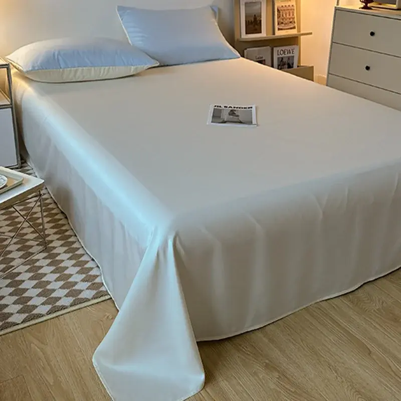 Summer 2025 Solid Color Cool Bed Sheet Set Ab Double-Sided Skin Friendly Nude Sleeping Bed 4-Piece Set 1.5/1.8/2.0M Bedding