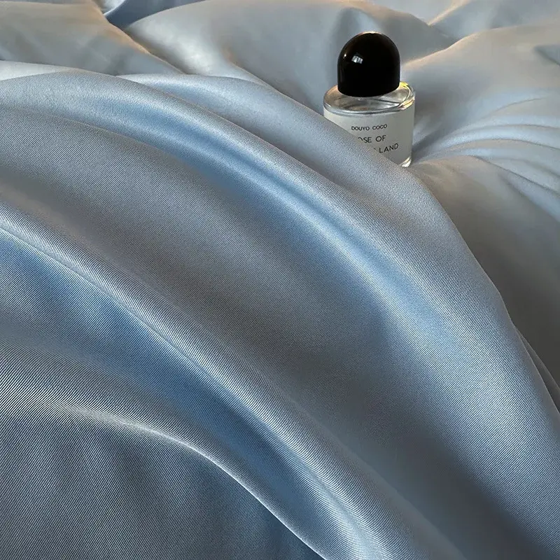 Summer 2025 Solid Color Cool Bed Sheet Set Ab Double-Sided Skin Friendly Nude Sleeping Bed 4-Piece Set 1.5/1.8/2.0M Bedding