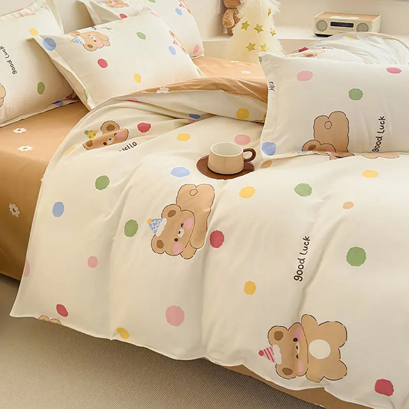High Quality 100% Cotton Printed Bedding Set Thickened and Ultra Soft Cozy Fitted Sheet Kit Single Bedclothes for Adult Kids