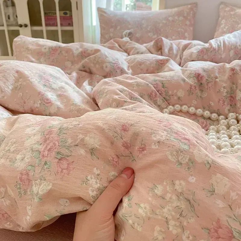 4Pcs Jacquard Double-Layer Yarn Fitted Sheet Grade A Home Dormitory Bedding Set Cloud Touch Soft Skin-Friendly Bedroom Decor