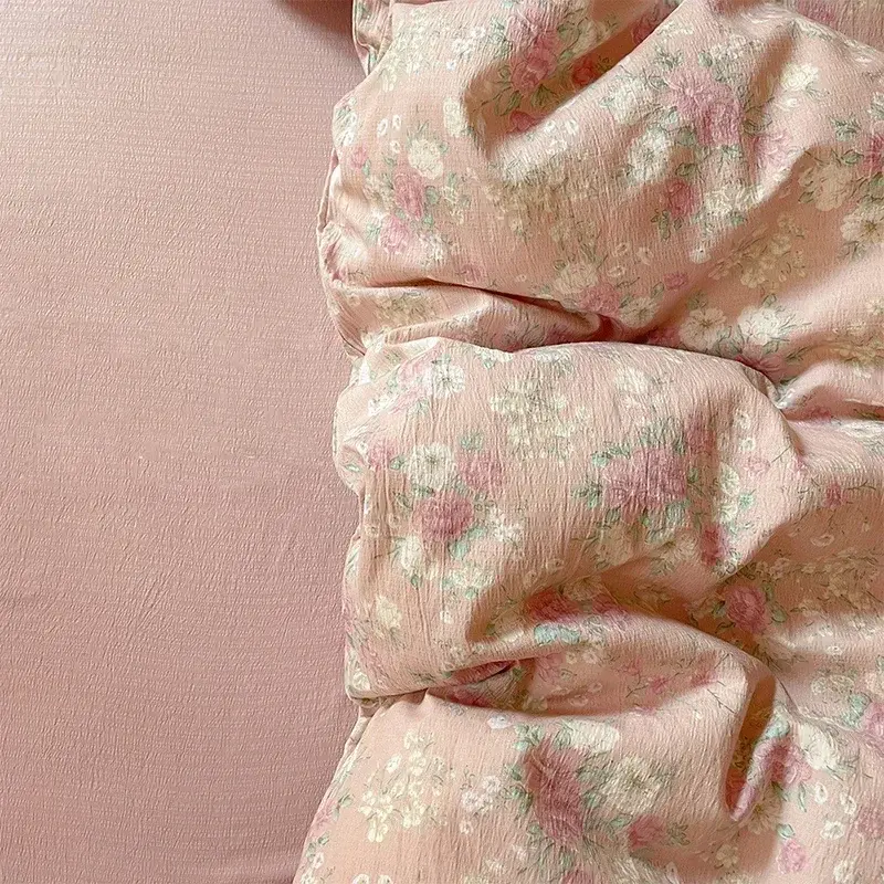4Pcs Jacquard Double-Layer Yarn Fitted Sheet Grade A Home Dormitory Bedding Set Cloud Touch Soft Skin-Friendly Bedroom Decor