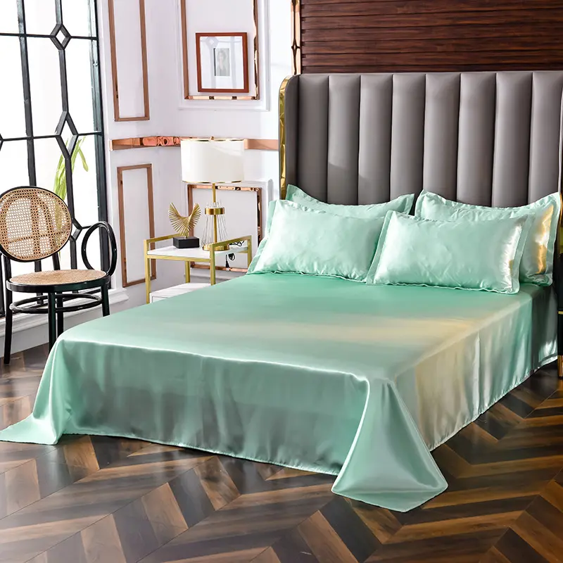 Summer New Solid Rayon Silk Bedding Set Satin Ice Silk Skin Friendly Lightweight Quilt Set Adult Bedclothes for Home Dormitory