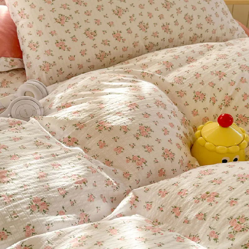 Skin Friendly Plant Printing Bedding Sets Home Bedsheet Soft Comforter Set Twin Full Single Double Size Bedroom Decor