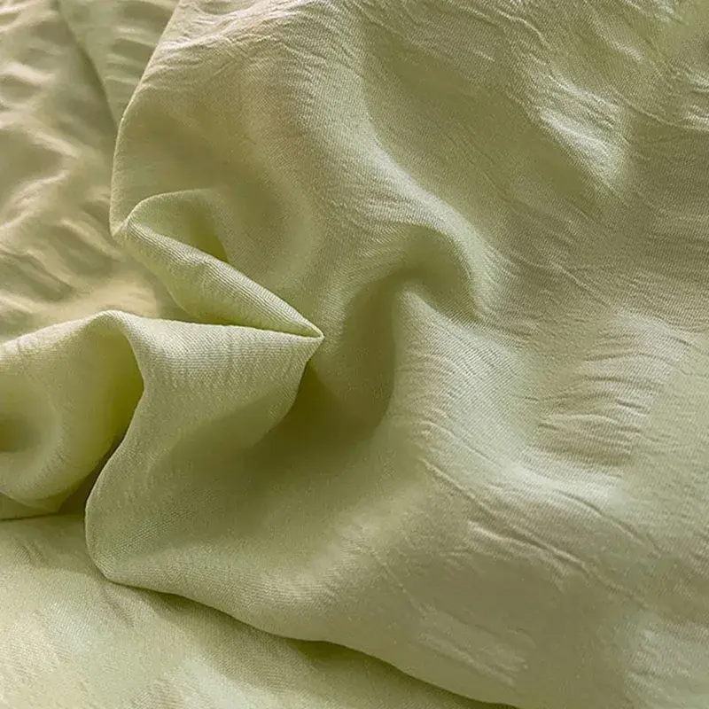 4Pc Korean Double-Layer Lace Bubble Cotton Quiltt Set Skin Friendly Bed Sheets for Home Washable Solid Color Bed Cover