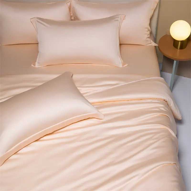 Luxury 100% Tencel Solid Color Bedding Sets Silky Cooling Ultra Soft Quilt Cover Set for Summer Full Single Double Bedclothes