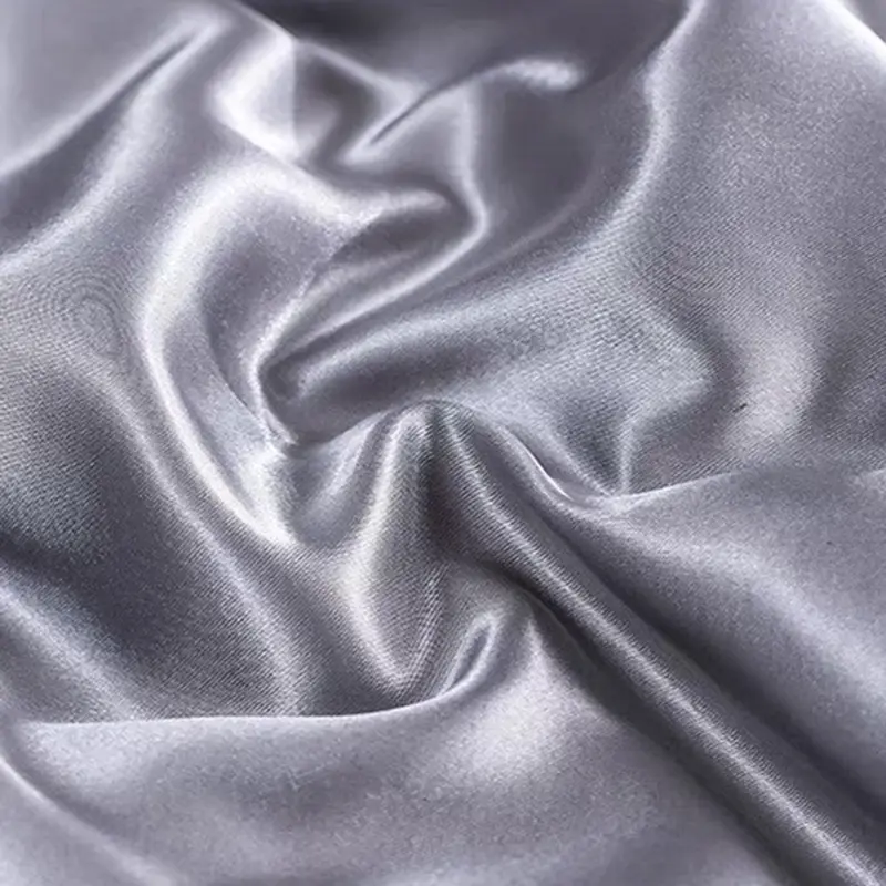 Summer Grey Rayon Silk Bedding Sets Satin Smooth Sleeping Naked Comforter Set Solid Color Washed Non Fading Soft Duvet Cover Kit