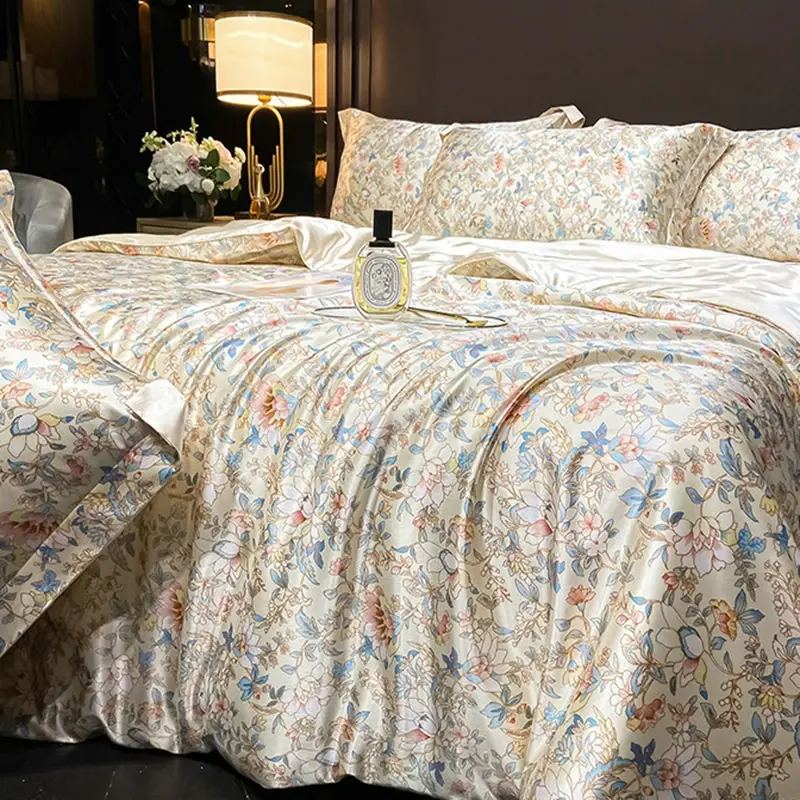 100 Mulberry Silk Printed Bedding Sets High Quality Silk Skin-Friendly Sleeping Naked Bedclothes Double Single Bed Bedroom Decor