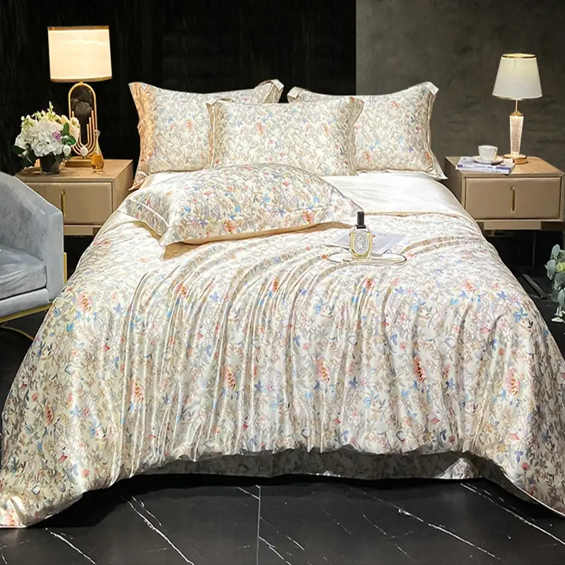 100 Mulberry Silk Printed Bedding Sets High Quality Silk Skin-Friendly Sleeping Naked Bedclothes Double Single Bed Bedroom Decor