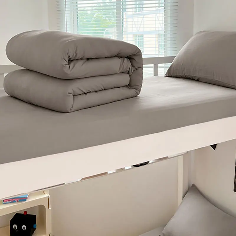 Nordic Solid Color Fitted Sheet Bedding Set Not Fading Skin Friendly Bed Linens for Home All Season Universal Bedroom Decoration