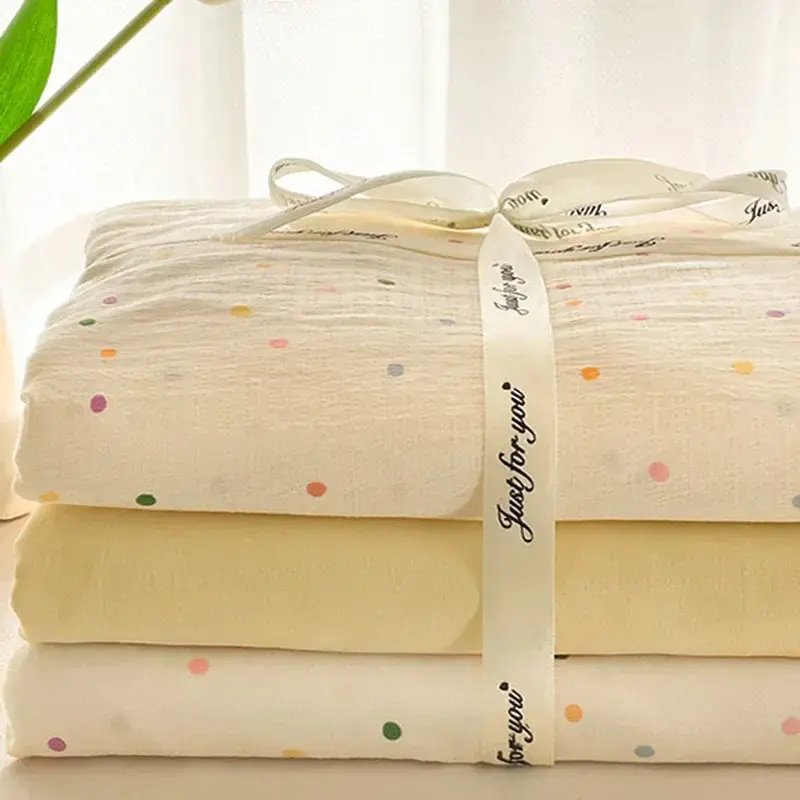 Ins Style Double-Layer Yarn Bedding 4 Piece Set Small Floral Print Super Soft Duvet Cover Single Bed Bedclothes for All Seasons