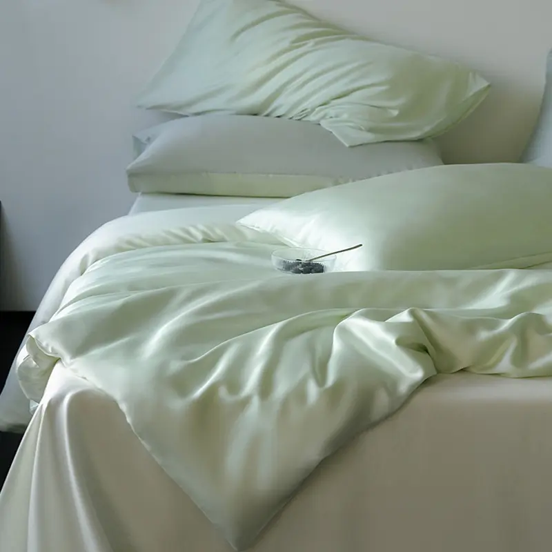 Summer New 60 Pure Silk Bedding Sets A-Class Super Soft Solid Color Bed Linens Smooth Skin-Friendly Cooling Comforter Sets