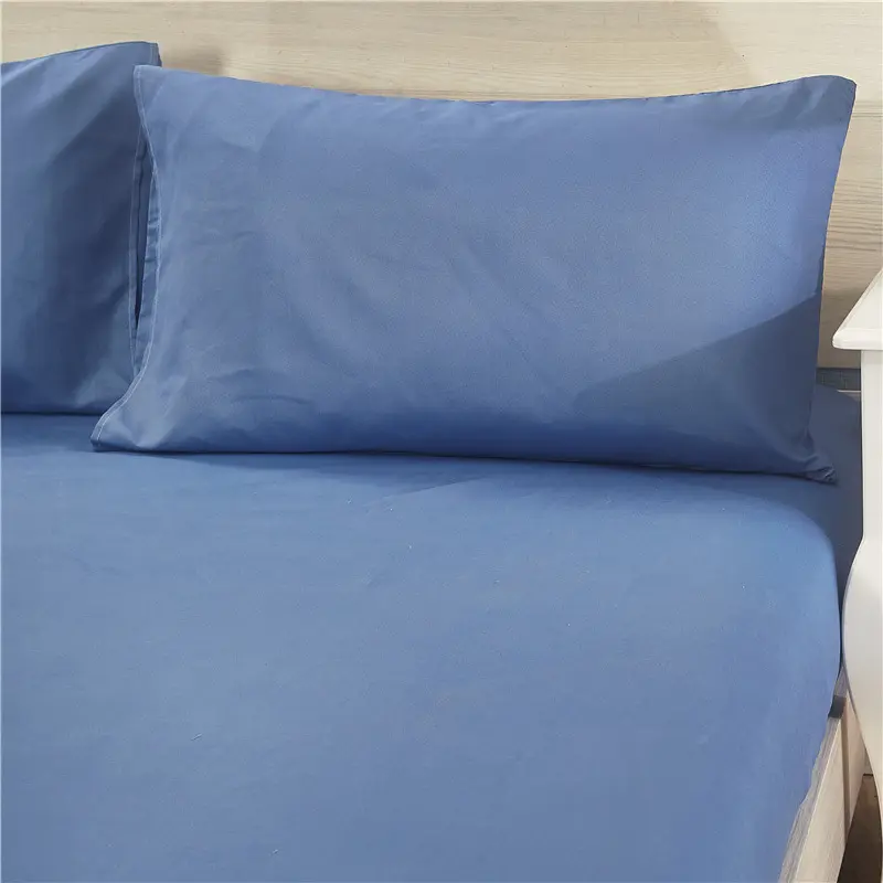 Simple Solid Color Fitted Bed Sheet Queen Home Bed Linen with Elastic Band King Size Soft Comfortable Sheets Durable Bed Cover