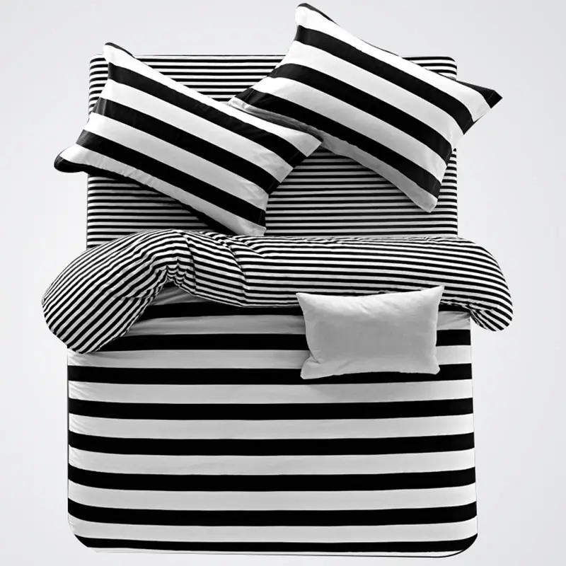 Nordic Skin Friendly Cotton Black White Bedding Set Classic Contrasting Smooth Comforter Sets Single Double Home Bedroom Decor