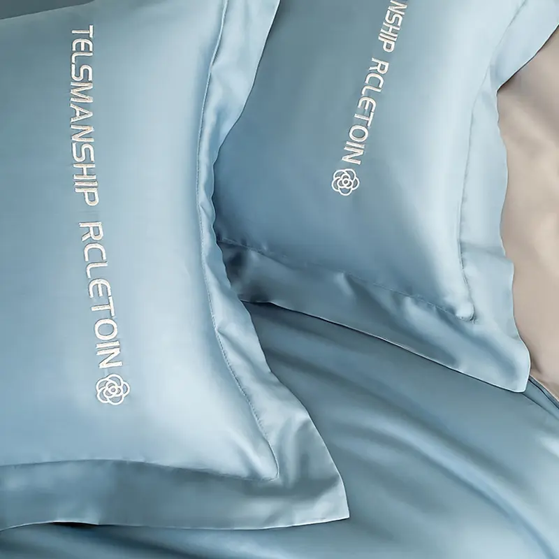 A-Class Pure Cotton Solid Color Bedding Sets High End Breathable Embroidery Quilt Cover Set Single Bed Smooth Comforts Kit