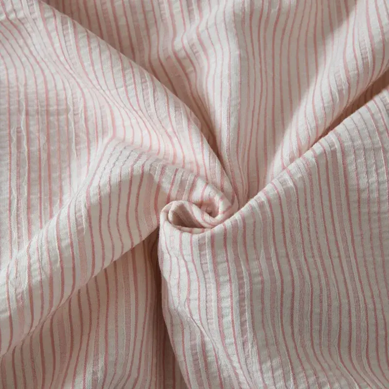 Nordic Style Pure Cotton Jacquard Bedding Set Super Soft Skin Friendly Striped Duvet Cover Kit Adult Home Bedclothes for Seasons