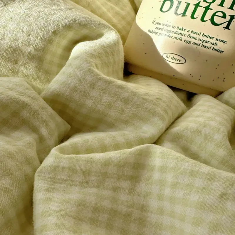 French Super Soft Bedding Sets with Lace Skin-Friendly Washed Cotton Quilt Cover for Adults King Queen Bed Clothes for Spring