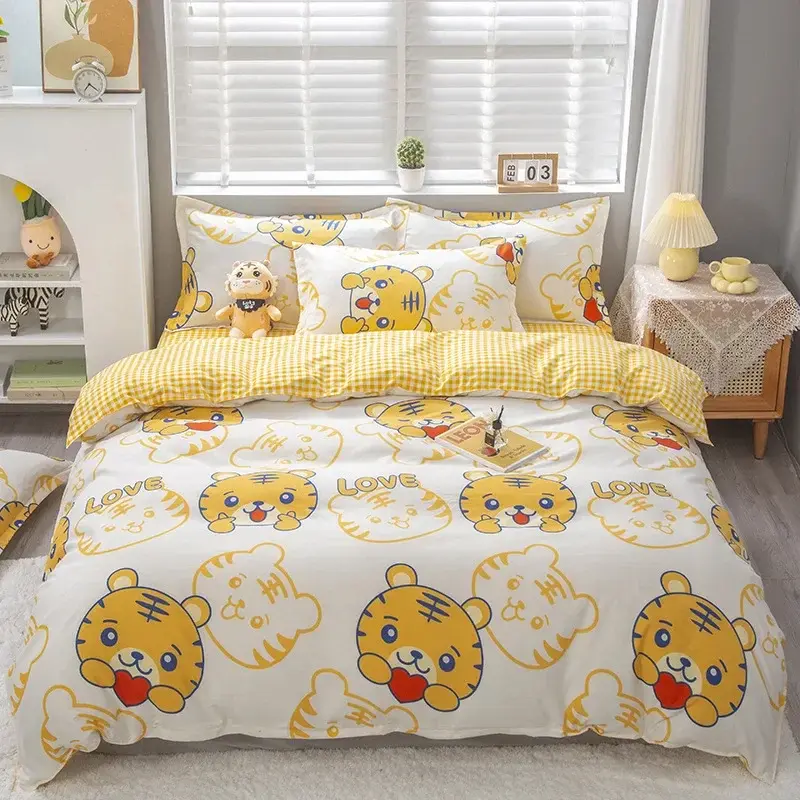 Simple Printed Queen Duvet Cover Set King Size Lovely Single Double Blanket Comforter Covers King Quilt Cover and Pillowcase