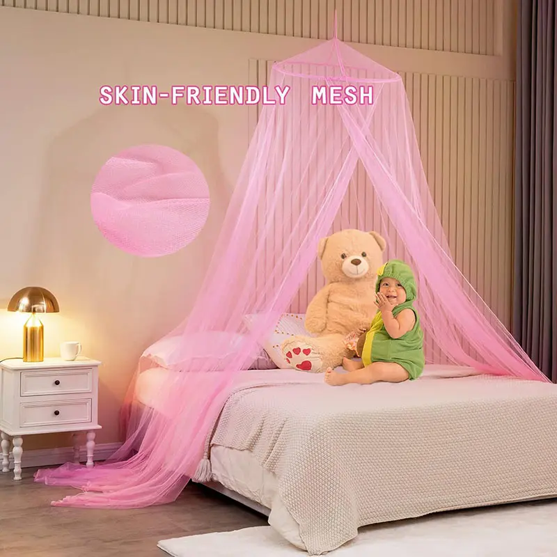 Breathable Gentle High-Quality Mesh Mosquito Net Suspended Ceiling Bed Curtain with Luminous Stars Single Door Bed Decoration