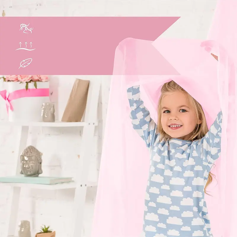 Breathable Gentle High-Quality Mesh Mosquito Net Suspended Ceiling Bed Curtain with Luminous Stars Single Door Bed Decoration