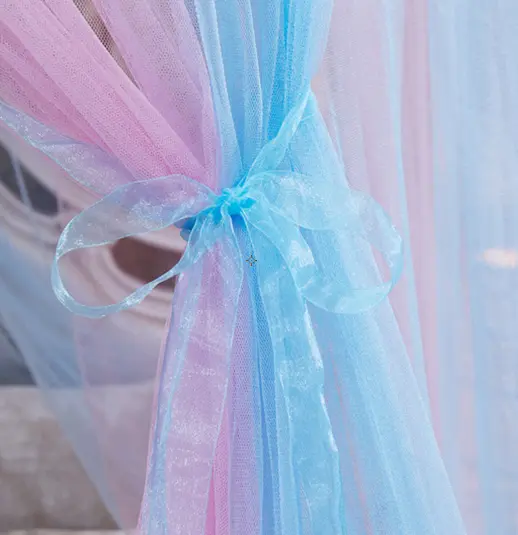 1.5M Color Blocked Ceiling Mosquito Net with Lace Rotating Strap Decoration Hanging Decor Encrypt Mesh Insect Proof Bed Curtain