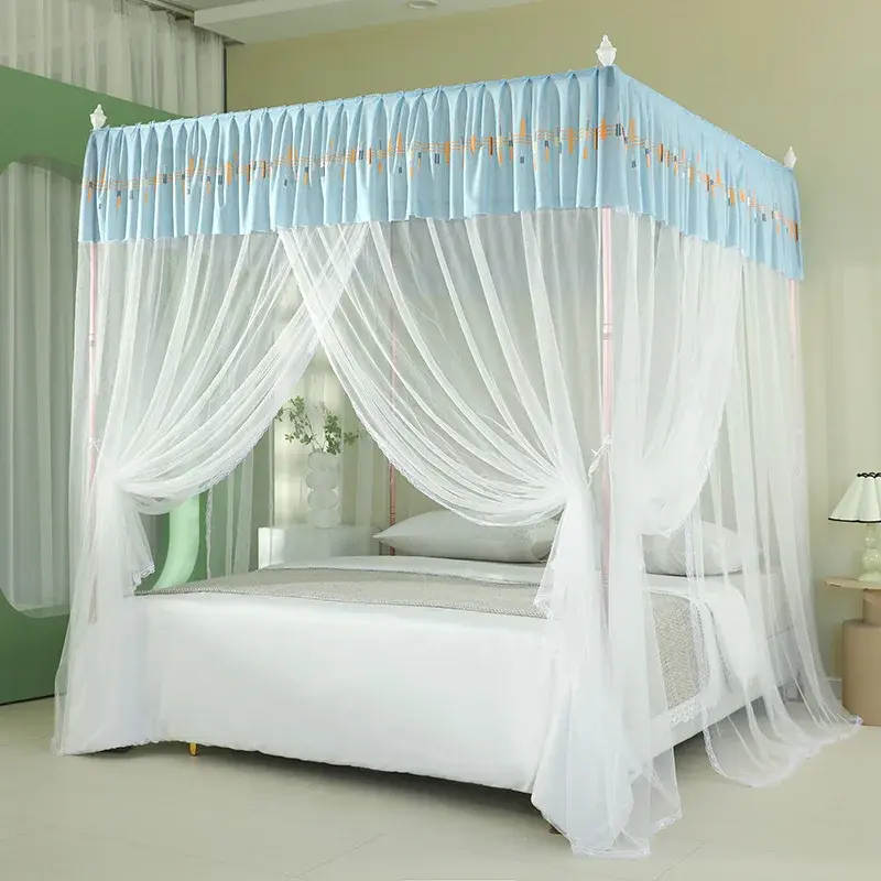 Simple Large Space Square Mosquito Net Encrypt Mesh Insect Proof Bed Curtain with Bracket Household Dust-Proof Bed Nets