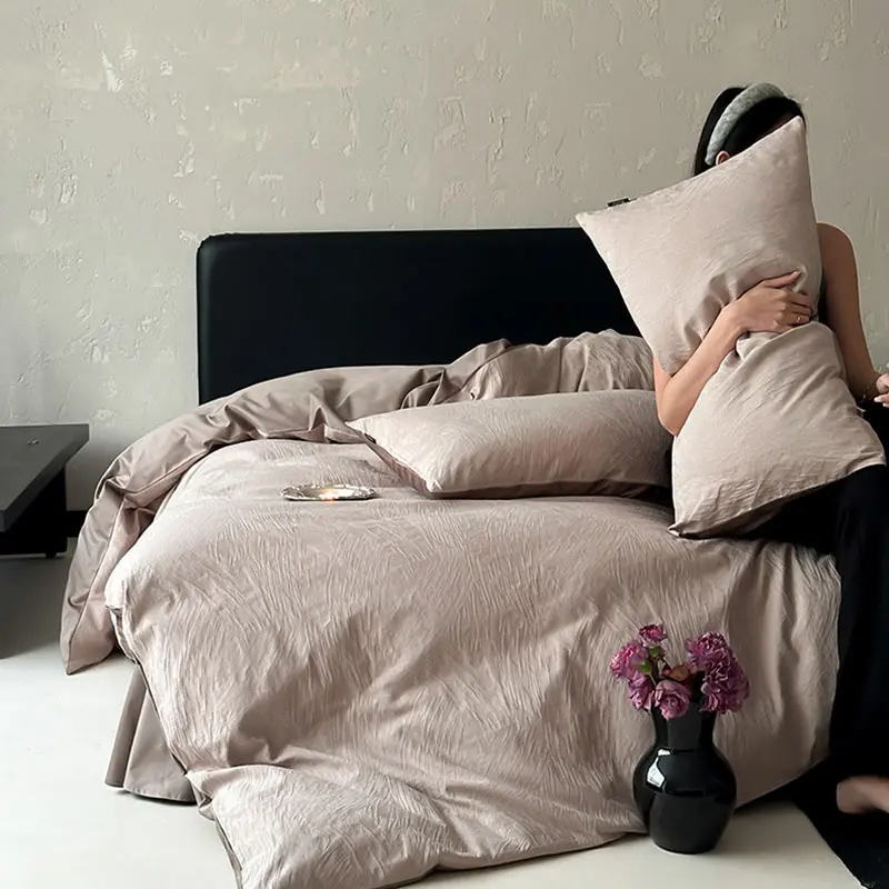 High Quality Long Staple Cotton Jacquard Bedding Sets High End Brushed Duvet Set for Autumn Winter Single Bedclothes for Home