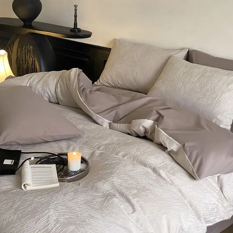 High Quality Long Staple Cotton Jacquard Bedding Sets High End Brushed Duvet Set for Autumn Winter Single Bedclothes for Home