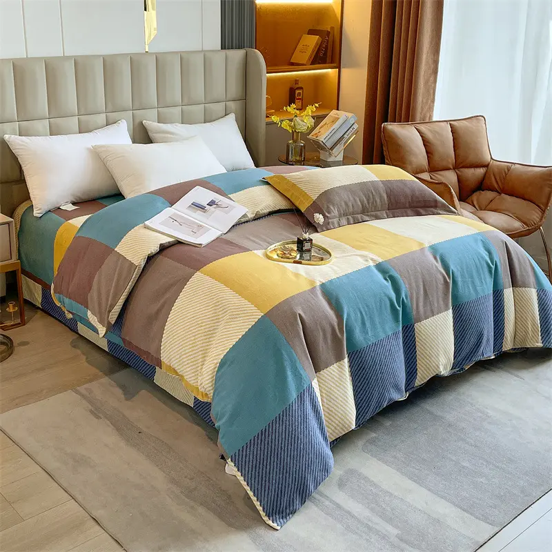 Nordic Style Pure Cotton Single Duvet Cover Thick Brushed Quilt Cover for Autumn Winter Skin Friendly Ultra Soft Home Textile