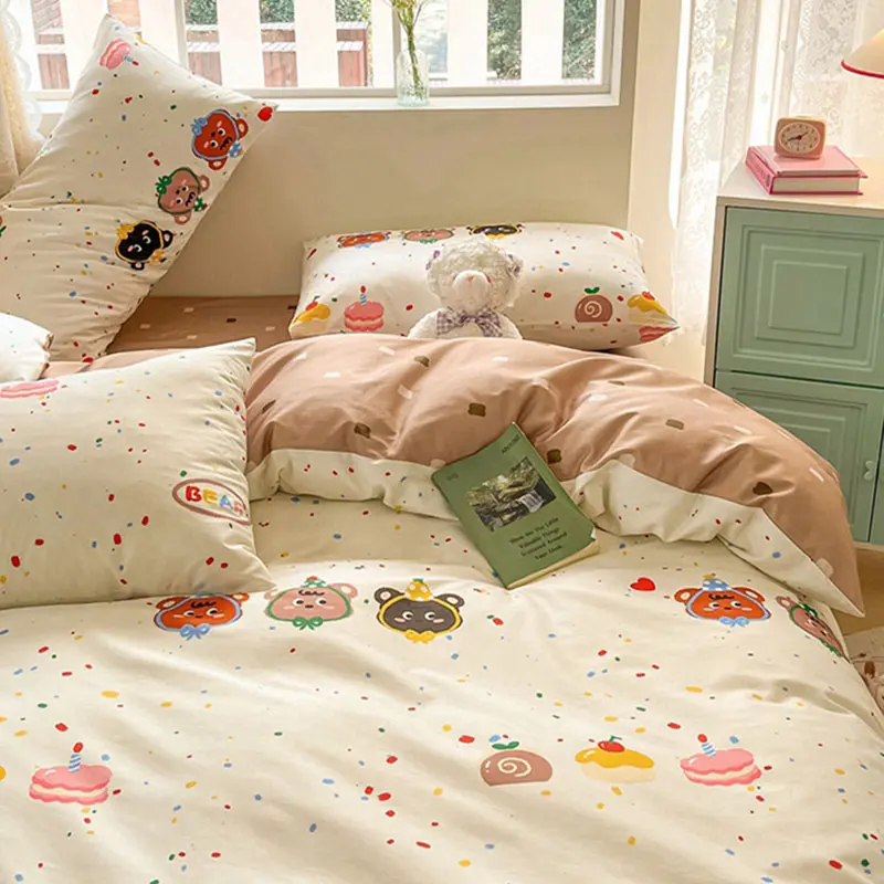 1Pcs 100% Cotton Printed Duvet Cover Cartoon Pattern Skin Friendly Breathable Comforter Cover Bedclothes for Children Students